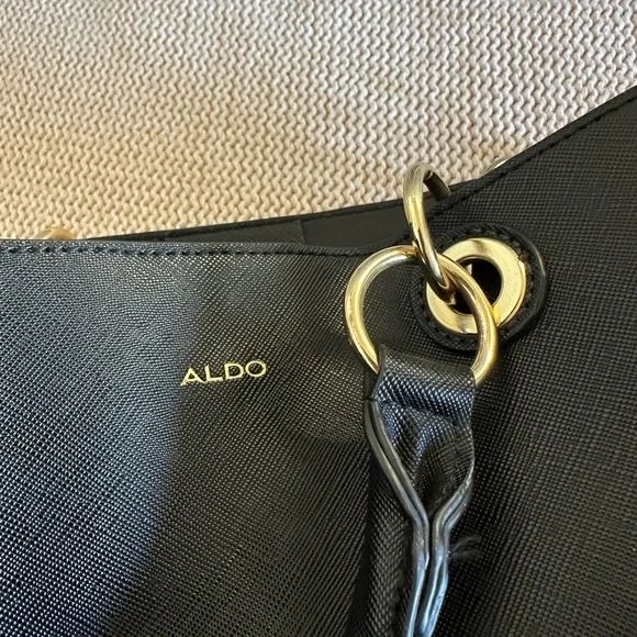ALDO Elegant Black Tote with Gold Accents - Picture 9 of 12